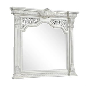 Naddy Beveled Dresser Mirror-Wire Brushed White Wood-48 Inch