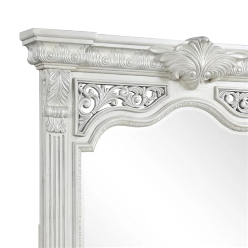 Naddy Beveled Dresser Mirror-Wire Brushed White Wood-48 Inch