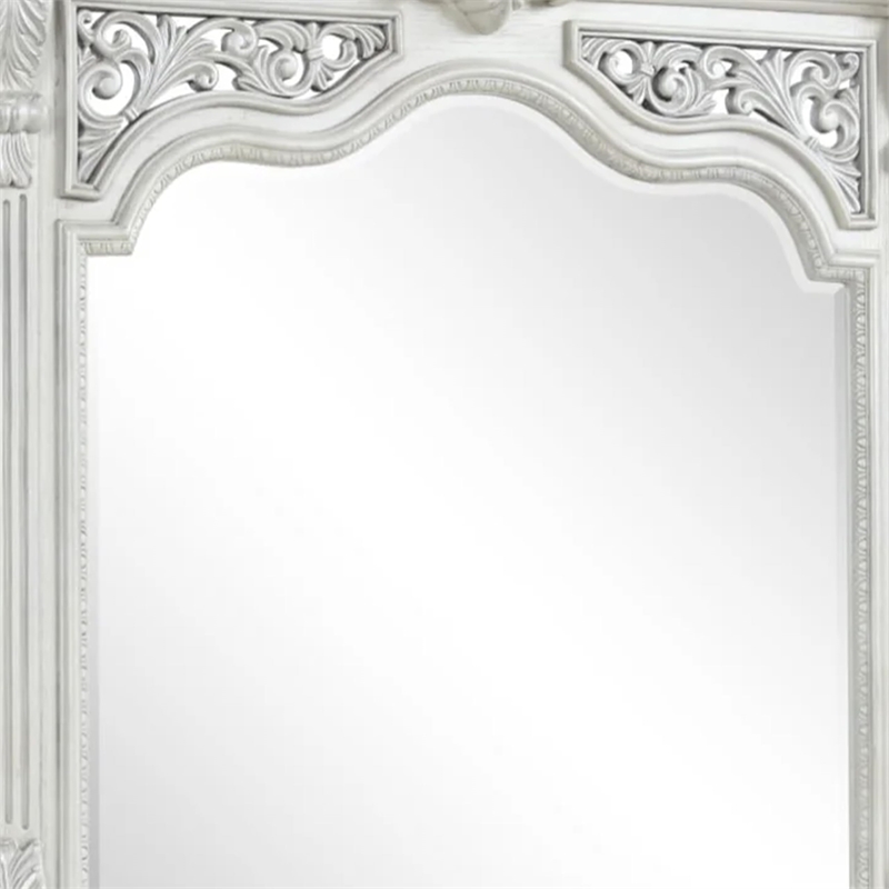 Naddy Beveled Dresser Mirror-Wire Brushed White Wood-48 Inch