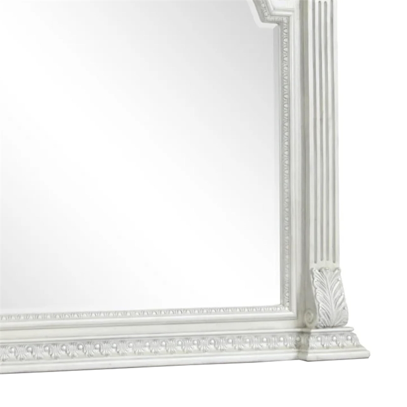 Naddy Beveled Dresser Mirror-Wire Brushed White Wood-48 Inch