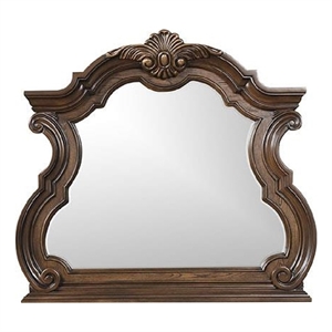 Leova Beveled Dresser Mirror-50 Inch Brown Wood Ornate Moulding