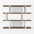 Cid Brow 4 Tier Bookshelf-71 Inch Stainless Steel w Glass Panel Back-Brown