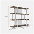Cid Brow 4 Tier Bookshelf-71 Inch Stainless Steel w Glass Panel Back-Brown