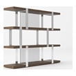 Cid Brow 4 Tier Bookshelf-71 Inch Stainless Steel w Glass Panel Back-Brown