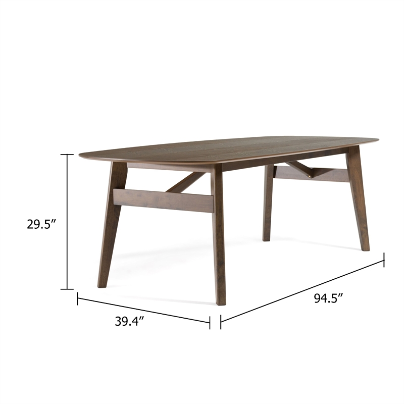Cid Estele Dining Table-Wenge Brown Solid Wood-Rectangular 95 Inch