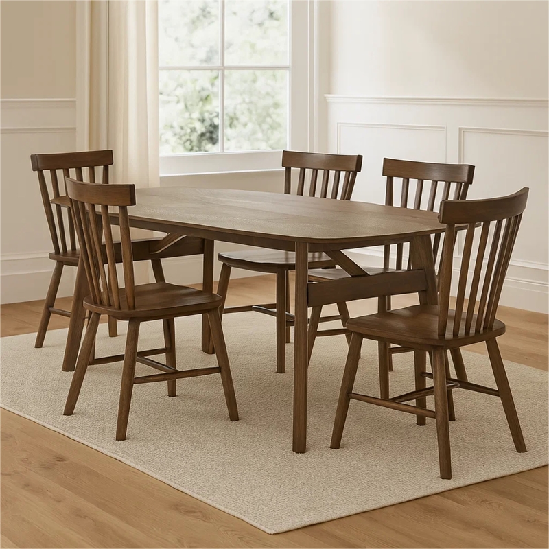Cid Estele Dining Table-Wenge Brown Solid Wood-Rectangular 95 Inch