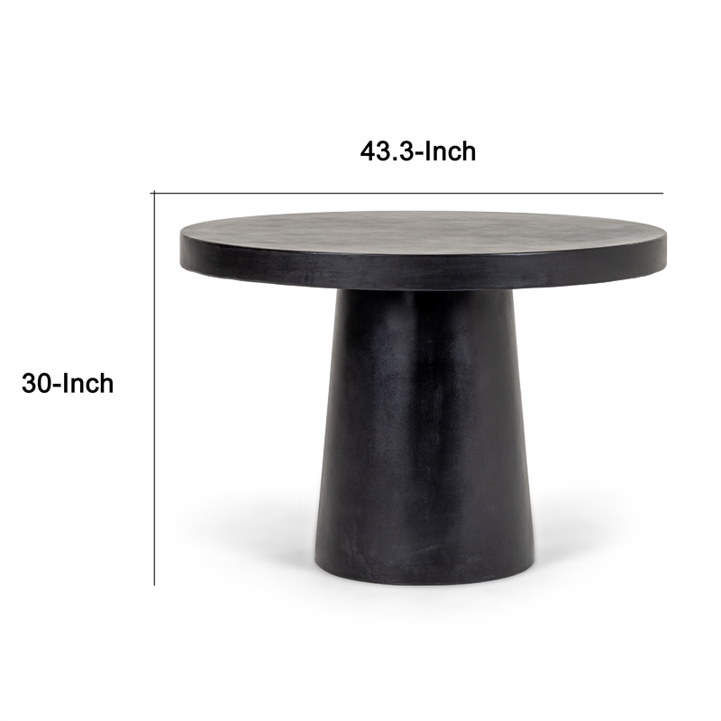 Cid Deso Dining Table-Black Concrete and Tapered Base-Round 43 Inch Top