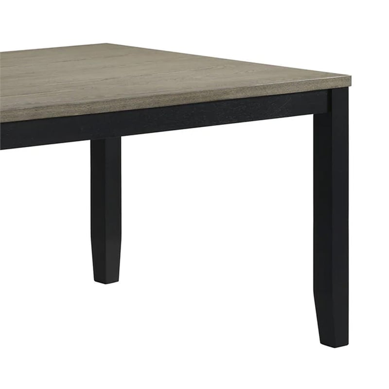 Emoi Dining Table-71 Inch Rectangular Gray Oak Wood Top-Black Legs