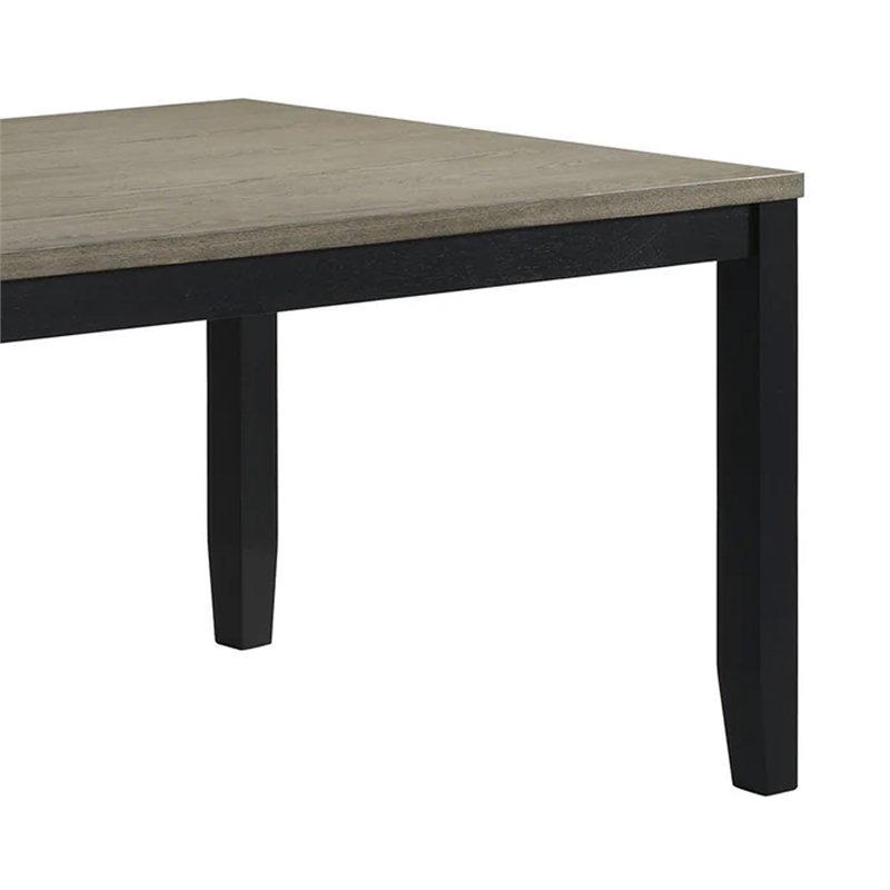 Emoi Dining Table-71 Inch Rectangular Gray Oak Wood Top-Black Legs