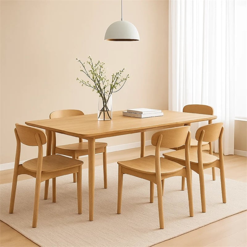 Aruk Dining Table-79 Inch Brown Wood Tabletop-Rounded Edges