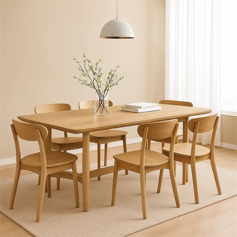 Aruk Dining Table-79 Inch Brown Wood Tabletop-Rounded Edges