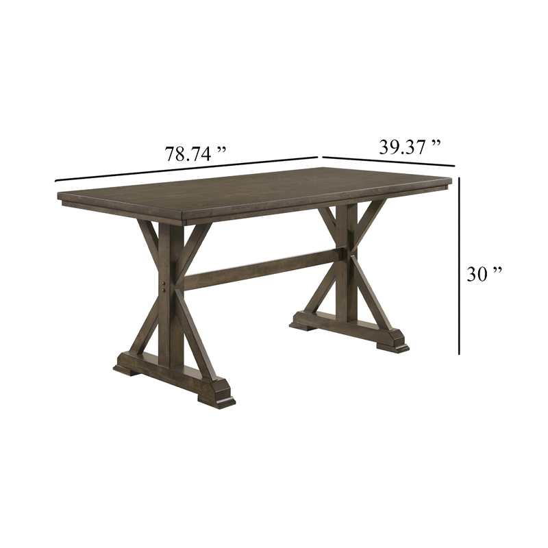 Omal Dining Table-79 Inch Brown Wood Tabletop-X Shaped Legs