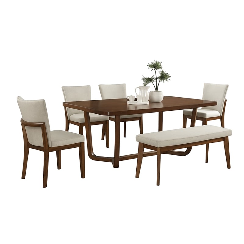 Lere Dining Table-Antique Style Brown Wood-Spacious 71 Inch Rectangular Top