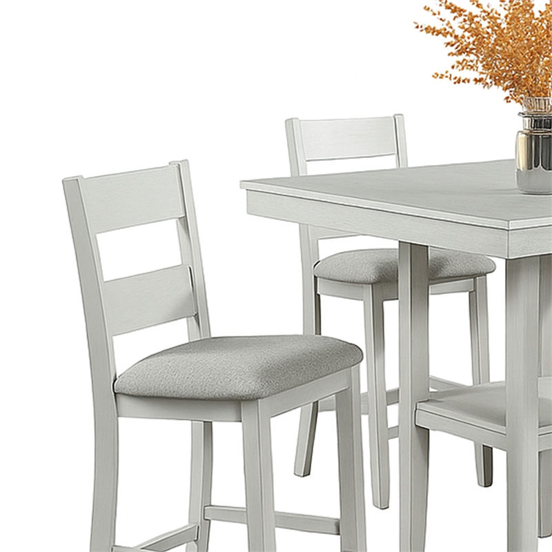 Losy 5pc Counter Height Table and 4 Chairs Set-White Driftwood-Gray