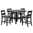 Losy 5pc Counter Height Table and 4 Chairs Set-Square Wood Top-Gray