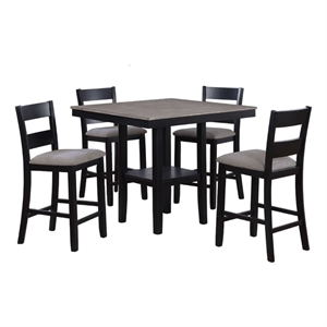 Losy 5pc Counter Height Table and 4 Chairs Set-Square Wood Top-Gray