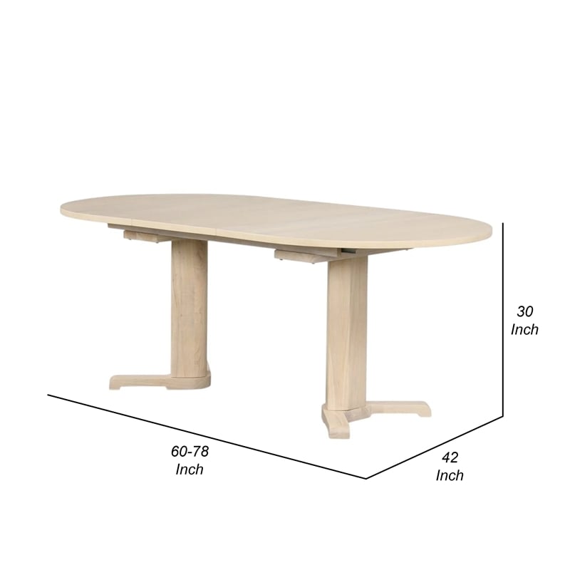 Hiny Dining Table-Pedestal Base-Extendable 60-78 Inch White Wood Top