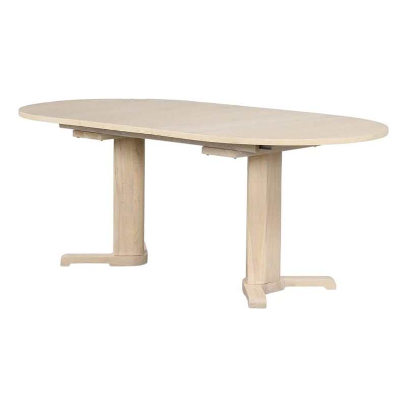 Hiny Dining Table-Pedestal Base-Extendable 60-78 Inch White Wood Top