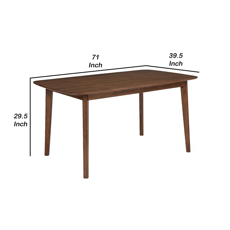 Lexy Rectangular Dining Table-Angled Legs-Walnut Solid Wood-71 Inch