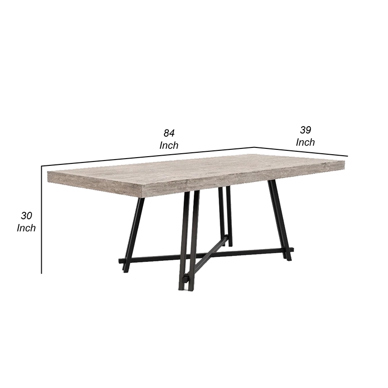 Toty Rectangular Dining Table-Pedestal Base-Black Rubberwood 84 Inch Top