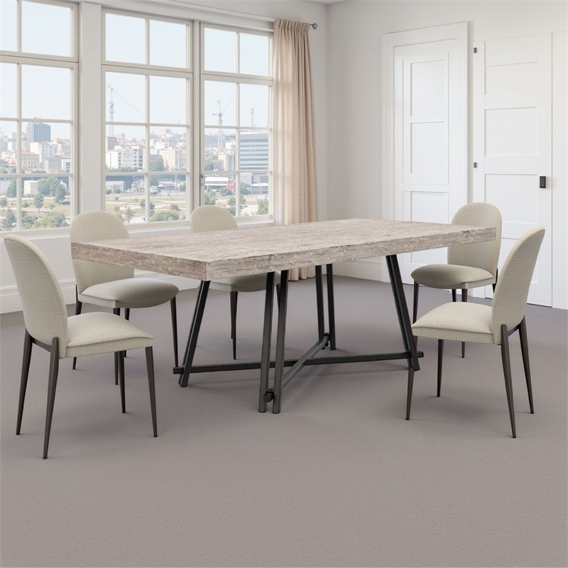 Toty Rectangular Dining Table-Pedestal Base-Black Rubberwood 84 Inch Top