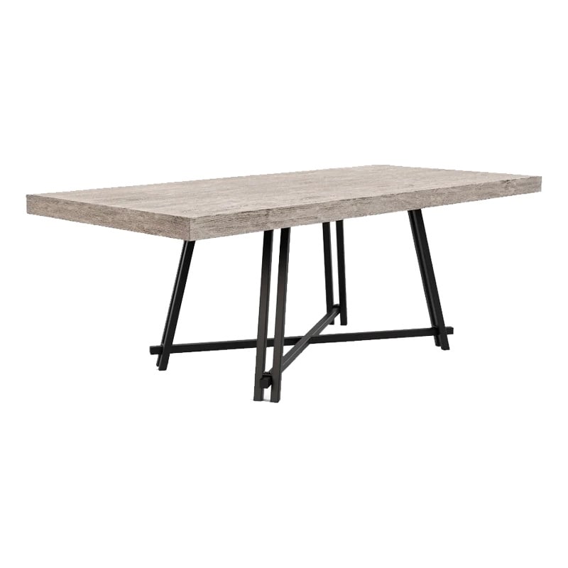 Toty Rectangular Dining Table-Pedestal Base-Black Rubberwood 84 Inch Top