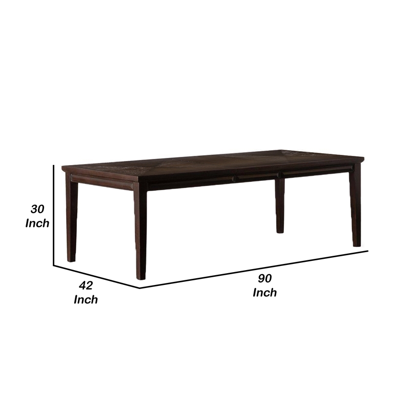 Witzy Dining Table-Espresso Brown Solid Poplar Wood-90 Inch Rectangular Top
