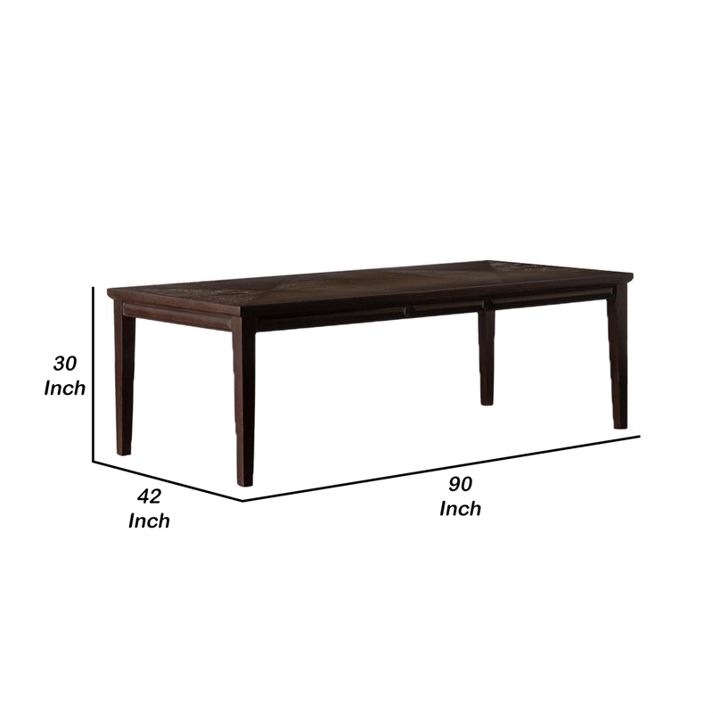 Witzy Dining Table-Espresso Brown Solid Poplar Wood-90 Inch Rectangular Top