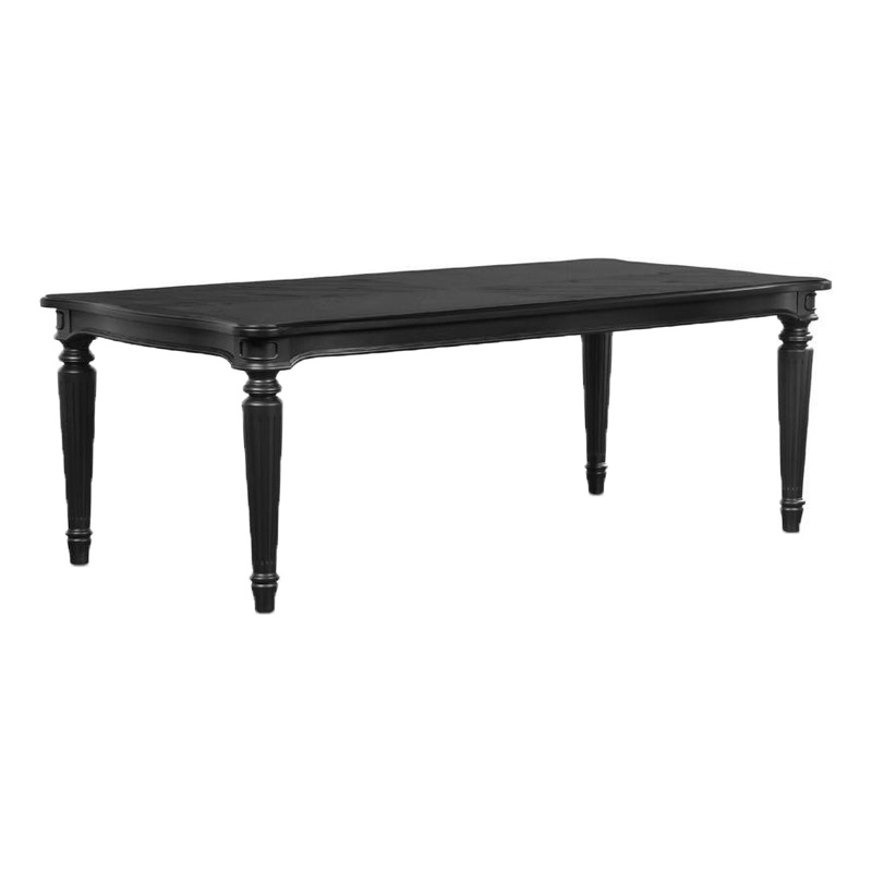 Hixe Dining Table-Black Wood-Turned Legs-Rectangular 84 Inch Top