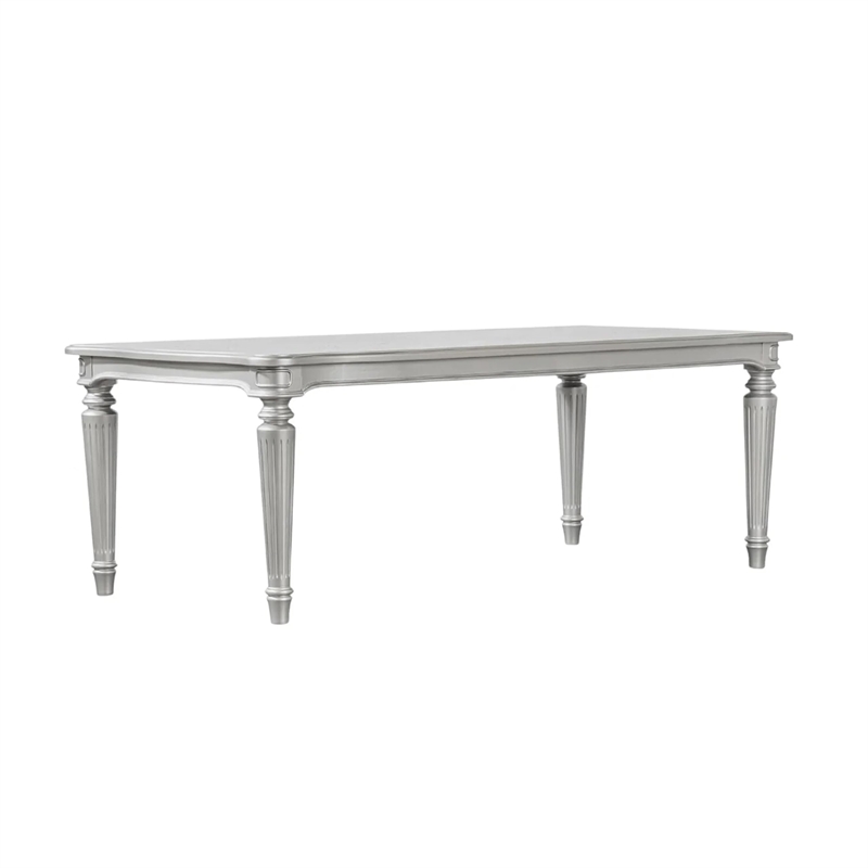 Hixe Dining Table-Silver Wood-Turned Legs-Rectangular 84 Inch Top