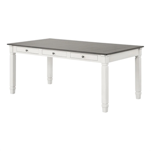 Dola Dining Table-Rustic White-Gray Wood-Rectangular 72 Inch Top