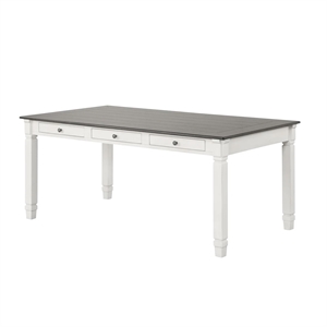 Dola Dining Table-Rustic White-Gray Wood-Rectangular 72 Inch Top