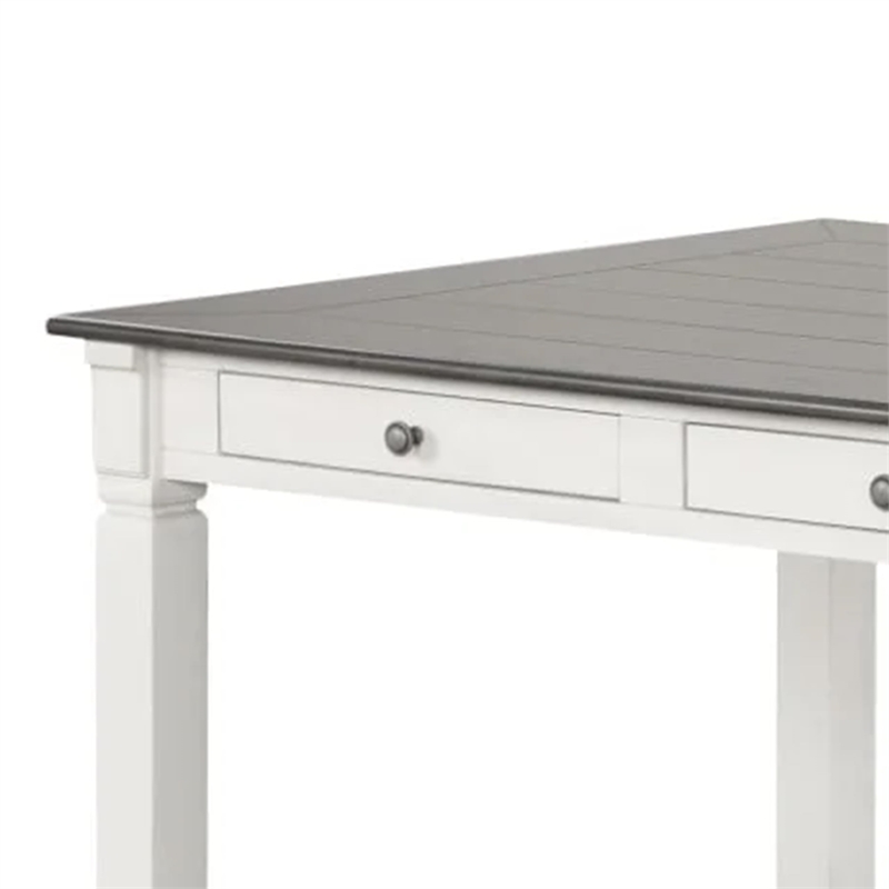 Dola Dining Table-Rustic White-Gray Wood-Rectangular 72 Inch Top