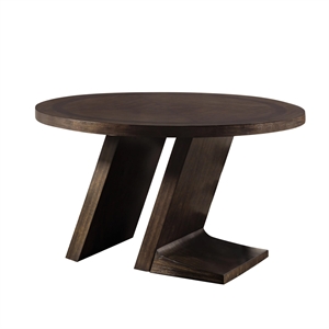 Hols Dining Table-54 Inch Espresso Brown Wood Top-Angled Pedestal Legs