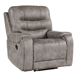 Erron Manual Reclining Chair-Gray Brown Microfiber-Foam Cushions