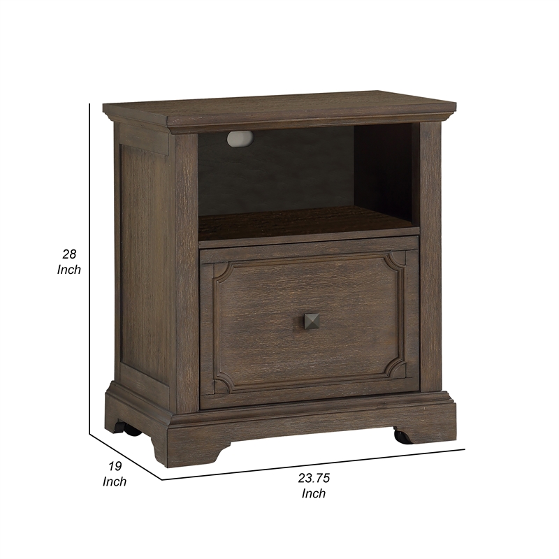 Luon File Cabinet-1 Drawer-Dark Oak Brown Veneer-24 Inch