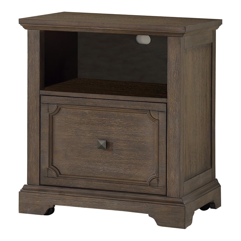 Luon File Cabinet-1 Drawer-Dark Oak Brown Veneer-24 Inch