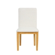 Side Dining Chair Set of 2-Solid Wood-Cream Textured Woven Fabric