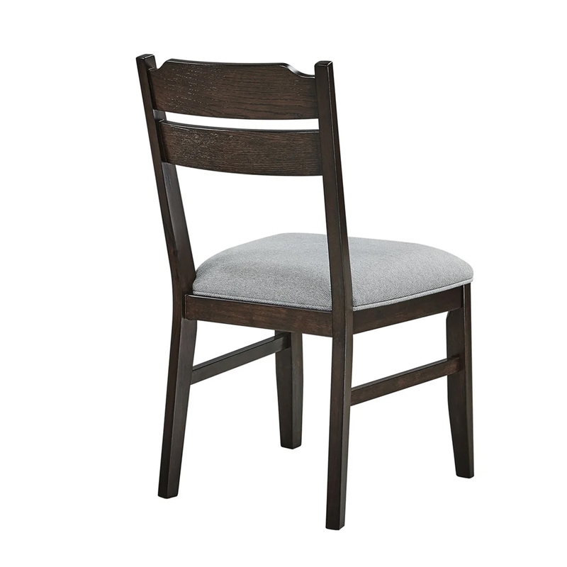 Hiun Dining Chair Set of 2-Dove Gray Seat-Oak Brown Wood Frame