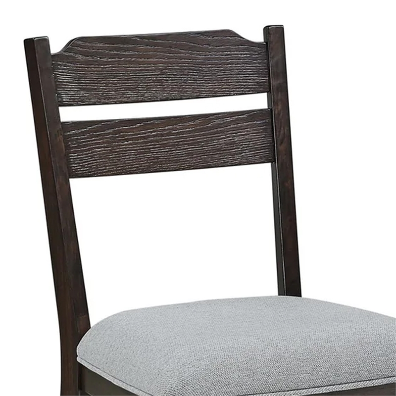 Hiun Dining Chair Set of 2-Dove Gray Seat-Oak Brown Wood Frame