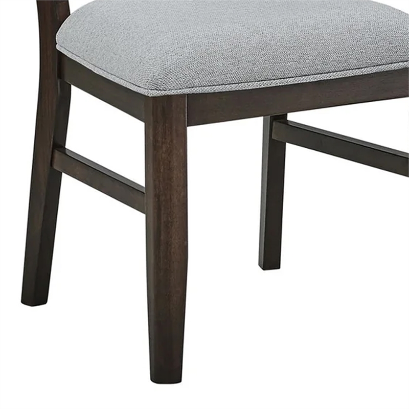 Hiun Dining Chair Set of 2-Dove Gray Seat-Oak Brown Wood Frame