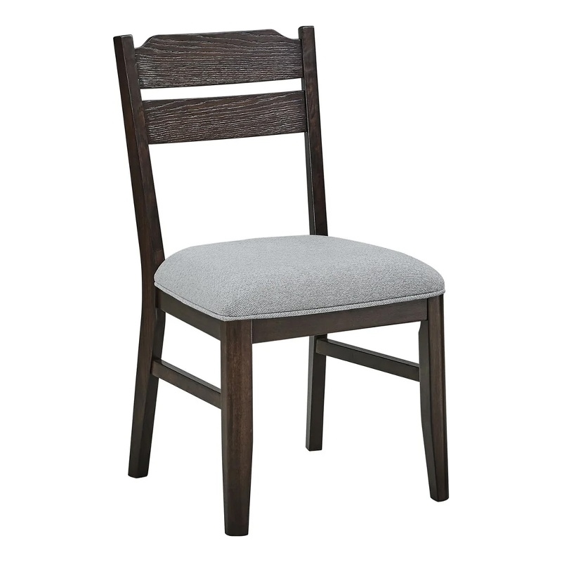 Hiun Dining Chair Set of 2-Dove Gray Seat-Oak Brown Wood Frame