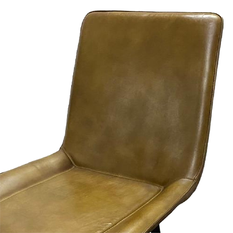 Isha Counter Stool Chair Set of 2-Brown Faux Leather-Black Iron
