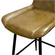 Isha Counter Stool Chair Set of 2-Brown Faux Leather-Black Iron