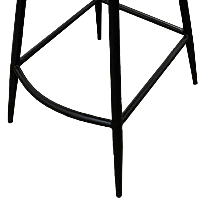 Isha Counter Stool Chair Set of 2-Brown Faux Leather-Black Iron