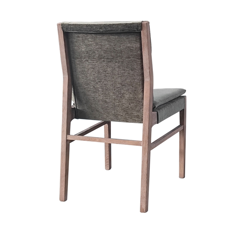 Lily Dining Chair Set of 2-Gray Seat and Back-Espresso Brown Ash Wood