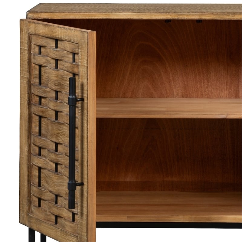 Osin Accent Buffet Cabinet-Woven Door Front-41 Inch Natural Brown