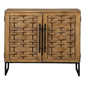 Osin Accent Buffet Cabinet-Woven Door Front-41 Inch Natural Brown