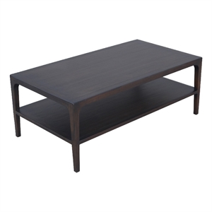 Geni Coffee Table-48 Inch Rectangular Top w Shelf-Parsons Style Gray