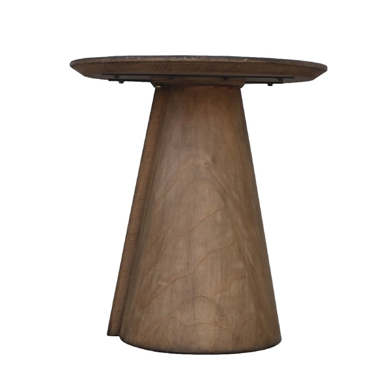 Rela Side End Table-22 Inch Round Top w Tapered Base-Antique Brown